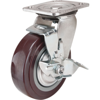Roulette, Pivotant avec frein, 6" (152,4 mm), Polyur&eacute;thane, 850 lb (385 kg) - KLETON 