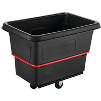 Heavy-Duty Utility Truck, Black Recycled Plastic, 26"/38-3/8" L x 26"/38-2/5" W x 28-1/4"/28-3-10" H, 8 cu. Ft. Volume, 700 lbs. Capacity - Rubbermaid FG470800BLA