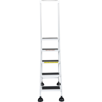 Light-Duty Stop-Step Ladders, 5 Steps, 16" Step Width, 47-11/16" Platform Height, Steel - Vestil LAD-5-W