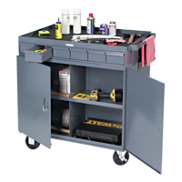 Poste de travail &agrave; deux c&ocirc;t&eacute;s mobile et robuste, 1200 lb Capacit&eacute;, Acier, 34" x la, 34" x ha, 24" p, Enti&egrave;rement soud&eacute;, 6 tirroirs - Durham Manufacturing 