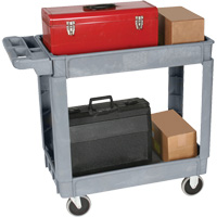 Deluxe Utility Cart, 2 Tiers, 25" x 35-1/2" x 43.5"/43-1/2", 550 lbs. Capacity - Wesco 270434