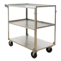 Shelf Carts, 3 Tiers, 21" W x 37-1/4" H x 35-1/8" D, 500 lbs. Capacity - Wesco 260294