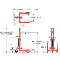 Hydraulic Large Liquid Gas Cylinder Cart HLCC, Polyurethane Wheels, 20" W x 20" D Base, 1000 lbs. - Wesco 240250