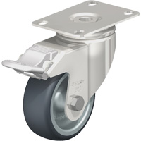 Roulette, Pivotant avec frein, 3-1/8" (79,5 mm), &eacute;lastom&egrave;re de caoutchouc thermoplastique, 220 lb (100 kg) - Blickle LKPXA-TPA 80G-12-FI