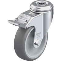 Roulette en &eacute;lastom&egrave;re thermoplastique de haute qualit&eacute;, Pivotant avec frein, Diam&egrave;tre 4" (102 mm), Capacit&eacute; 240 lb (108 kg) - Blickle LKRA-TPA 101G-FI