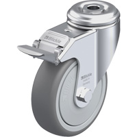 Roulette en &eacute;lastom&egrave;re thermoplastique de haute qualit&eacute;, Pivotant avec frein, Diam&egrave;tre 4" (102 mm), Capacit&eacute; 240 lb (108 kg) - Blickle LKRA-TPA 101KF-FI