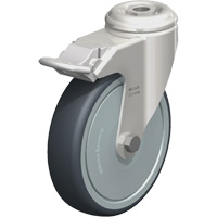 Stainless Steel Thermoplastic Elastomer Caster, Swivel with Brake, 5" (127 mm) Dia., 265 lbs. (120 kg.) Capacity - Blickle LKRXA-TPA 126KFD-FI