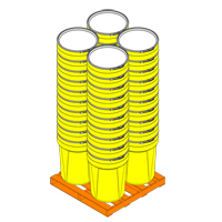 Baril emboîtable en poly&eacute;thyl&egrave;ne, 30 gal. US (25 gal. imp.), Dessus ouvert, Jaune - Eagle Mfg. 1601