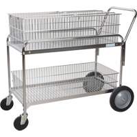 Chariot de bureau en treillis m&eacute;tallique pour le courrier, 250 lb Capacit&eacute;, Chrome, 23" p x 42" la x 38" h, Chrom&eacute; - KLETON 