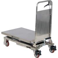 Manual Hydraulic Scissor Lift Table, 27-1/2" L x 17-3/4" W, Partial Stainless Steel, 220 lbs. Capacity - Vestil CART-200-D-PSS