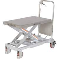 Table &eacute;l&eacute;vatrice hydraulique manuelle &agrave; ciseaux, 32-1/2" lo x 19-1/2 la, Partiellement en acier inoxydable, Capacit&eacute; 1000 lb - Vestil CART-1000-PSS