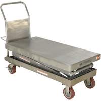 Table &eacute;l&eacute;vatrice hydraulique manuelle &agrave; ciseaux, 47-1/2" lo x 24" la, Partiellement en acier inoxydable, Capacit&eacute; 1500 lb - Vestil CART-1500-D-TS-PSS