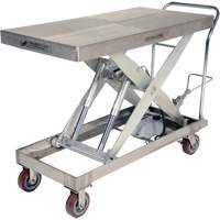 Table &eacute;l&eacute;vatrice hydraulique manuelle &agrave; ciseaux, 47" lo x 24" la, Partiellement en acier inoxydable, Capacit&eacute; 2000 lb - Vestil CART-2000-PSS