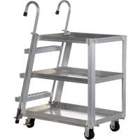 Chariot de pr&eacute;l&egrave;vement de stock, Aluminium, 21-7/8" la x 40" p, 3 tablettes, Capacit&eacute; 660 lb - Vestil SPA3-2236