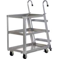 Chariot de pr&eacute;l&egrave;vement de stock, Aluminium, 21-7/8" la x 40" p, 3 tablettes, Capacit&eacute; 660 lb - Vestil SPA3-2236