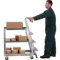 Chariot de pr&eacute;l&egrave;vement de stock, Aluminium, 21-7/8" la x 40" p, 3 tablettes, Capacit&eacute; 660 lb - Vestil SPA3-2236