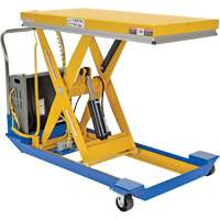 Table &eacute;l&eacute;vatrice aliment&eacute;e c. c. et manuelle &agrave; ciseaux, Acier, 48" lo x 24" la, Capacit&eacute; 1000 lb - Vestil CART-24-10-DC