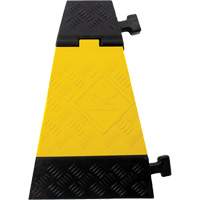 Powerhouse Heavy-Duty Left Turn Cable Protector, 3 Channels, 12" L x 19.75" W x 3" H - Wearwell PWR.3CH.HD.LC.BYL