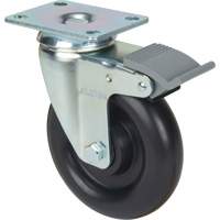 Caster, Swivel with Brake, 5" (127 mm), Polyolefin, 250 lbs. (113.4 kg) - KLETON 
