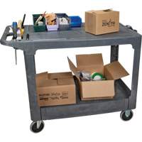 Flat-Shelf Utility Service Cart, 2 Tiers, 25-1/4" x 32-1/4" x 44", 550 lbs. Capacity - KLETON 