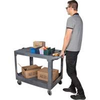 Flat-Shelf Utility Service Cart, 2 Tiers, 25-1/4" x 32-1/4" x 44", 550 lbs. Capacity - KLETON 