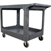 Flat-Shelf Utility Service Cart, 2 Tiers, 25-1/4" x 32-1/4" x 44", 550 lbs. Capacity - KLETON 