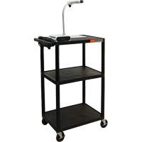 Electric Utility Cart, 3 Tiers, 24" x 42" x 18", 300 lbs. Capacity - Luxor H. Wilson UCPL2E-B