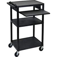 Electric Utility Cart, 3 Tiers, 24" x 42" x 18", 300 lbs. Capacity - Luxor H. Wilson UCPL2LE-B