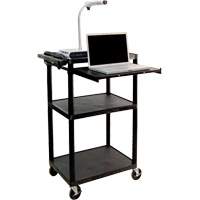 Electric Utility Cart, 3 Tiers, 24" x 42" x 18", 300 lbs. Capacity - Luxor H. Wilson UCPL2LE-B
