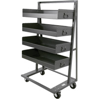 Chariot &agrave; cadre en A robuste &agrave; un c&ocirc;t&eacute; avec 4 grands plateaux &agrave; rebord, 38" x 25" x 63", Capacit&eacute; 2500 lb - Valleycraft F89071VCGY