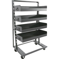 Chariot &agrave; cadre en A robuste &agrave; un c&ocirc;t&eacute; avec 4 grands plateaux &agrave; rebord, 38" x 25" x 63", Capacit&eacute; 2500 lb - Valleycraft F89071VCGY