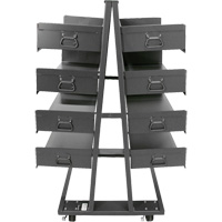 Double-Sided Heavy Duty A-Frame Cart with 8 Large Trays, 38" x 30" x 63", 2500 lbs. Capacity - Valleycraft F89065VCGY
