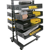 Double-Sided Heavy Duty A-Frame Cart with 8 Large Trays, 38" x 30" x 63", 2500 lbs. Capacity - Valleycraft F89065VCGY