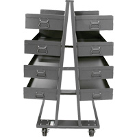 Double-Sided Heavy Duty A-Frame Cart with 8 Large Lipped Trays, 38" x 30" x 63", 2500 lbs. Capacity - Valleycraft F89067VCGY
