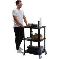 Utility Cart with Flat Shelf, 3 Tiers, 18-1/8" x 37-3/8" x 27-3/4", 330 lbs. Capacity - KLETON 