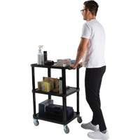 Utility Cart with Flat Shelf, 3 Tiers, 18-1/8" x 37-3/8" x 27-3/4", 330 lbs. Capacity - KLETON 