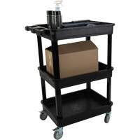Utility Cart with Deep Lip Shelf, 3 Tiers, 19" x 39-1/2" x 28-1/4", 330 lbs. Capacity - KLETON 