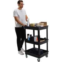 Utility Cart with Deep Lip Shelf, 3 Tiers, 19" x 39-1/2" x 28-1/4", 330 lbs. Capacity - KLETON 
