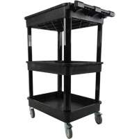 Utility Cart with Deep Lip Shelf, 3 Tiers, 19" x 39-1/2" x 28-1/4", 330 lbs. Capacity - KLETON 
