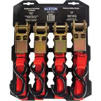 Ratchet Strap, S-Hook, 1" W x 12' L, 2200 lbs. (998 kg) Working Load Limit - KLETON 
