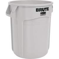 Round Brute&reg; Containers, Polyethylene, 10 US gal. - Rubbermaid FG261000WHT