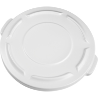 Round Brute&reg; Tops, Flat Lid, Plastic/Polyethylene, Fits Container Size: 19-7/8" Dia. - Rubbermaid FG261960WHT