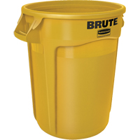 Round Brute&reg; Containers, Polyethylene, 32 US gal. - Rubbermaid FG263200YEL