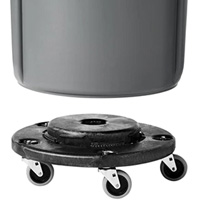 Brute&reg; Dolly, Polyethylene, Black, Fits: 20 - 55 US Gal. - Rubbermaid FG264000BLA