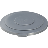 Round Brute&reg; Tops, Flat Lid, Plastic/Polyethylene, Fits Container Size: 26-1/2" Dia. - Rubbermaid FG265400GRAY