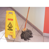 "Wet Floor" Safety Signs, English with Pictogram - Rubbermaid FG611277YEL
