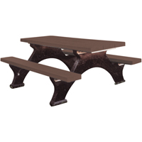 Recycled Plastic Picnic Tables, 8' L x 62-1/4" W, Brown - Plastic Recycling 386 BR