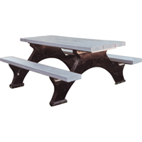 Tables de pique-nique en plastique recycl&eacute;, 8' lo x 62-1/4" la, Gris - Plastic Recycling 386GR