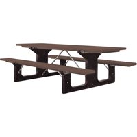 Recycled Plastic Picnic Tables, 6' L x 61-1/2" W, Brown - Plastic Recycling 26BR