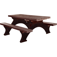 Recycled Plastic Picnic Tables, 8' L x 61-1/2" W, Brown - Plastic Recycling 28BR